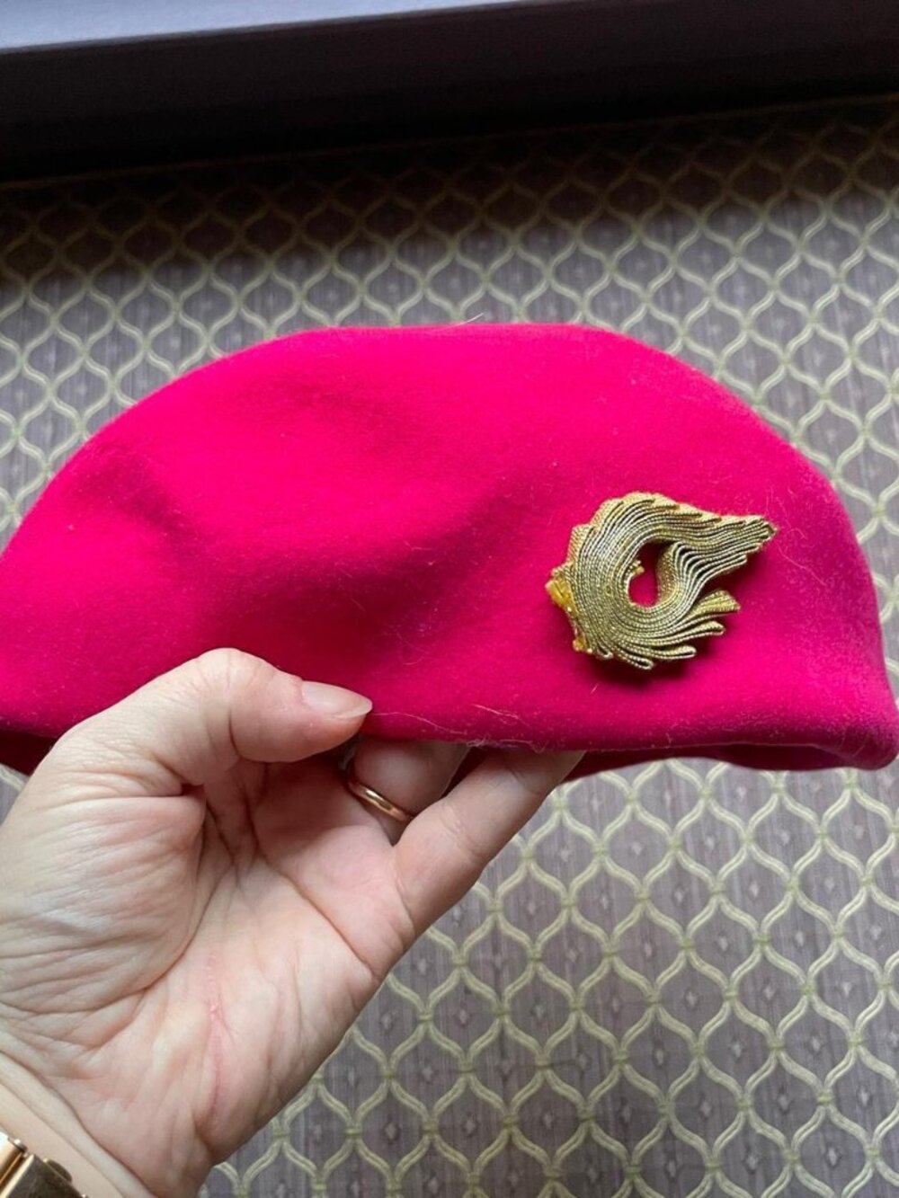 Vintage pink wool beret